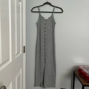 Grey Ribbed midi tank dress